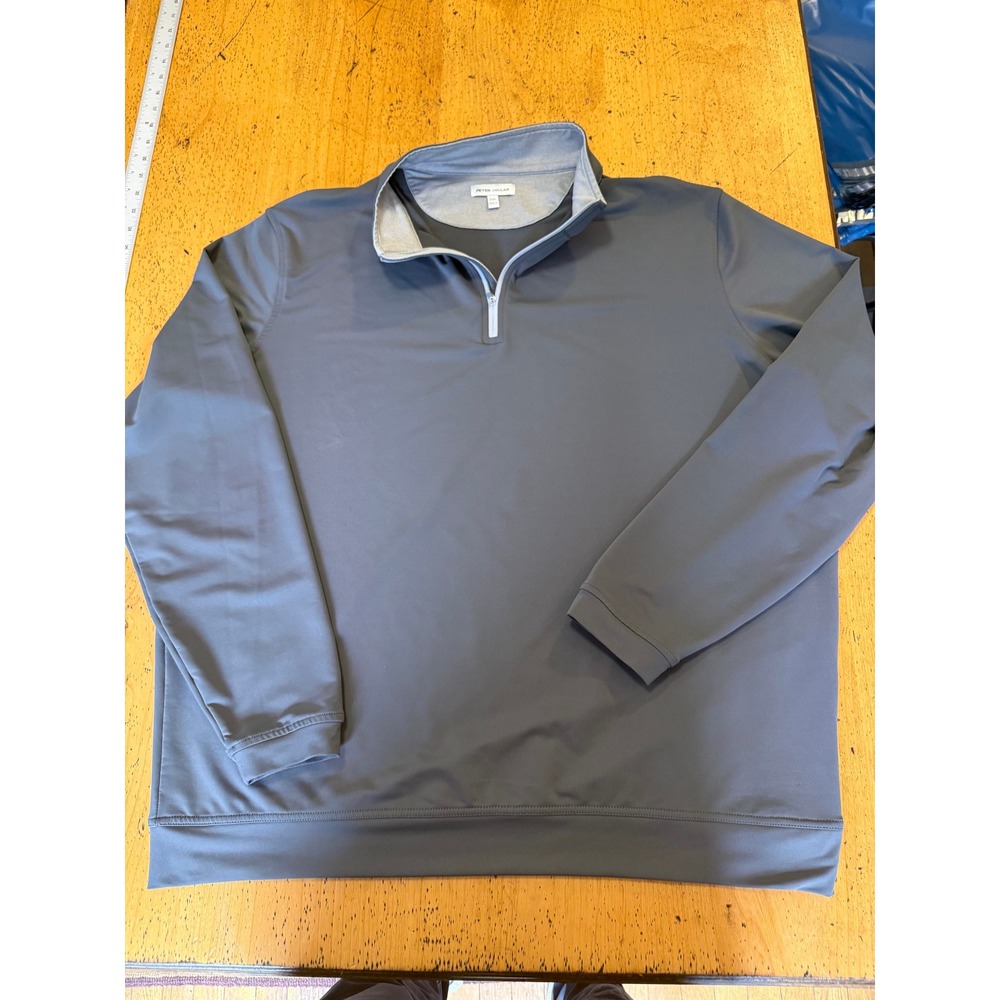 Peter Millar Quarter Zip Pullover XXL Gray Performance Long Sleeve Mens Sweater